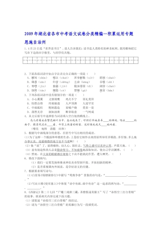 (原创资料)2009年湖北省各市中考语文试卷分类精编--积累运用专题