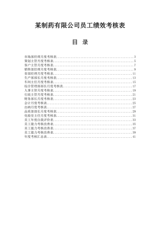某制药公司各部门员工绩效考核表(标准)汇编(DOC-42页)