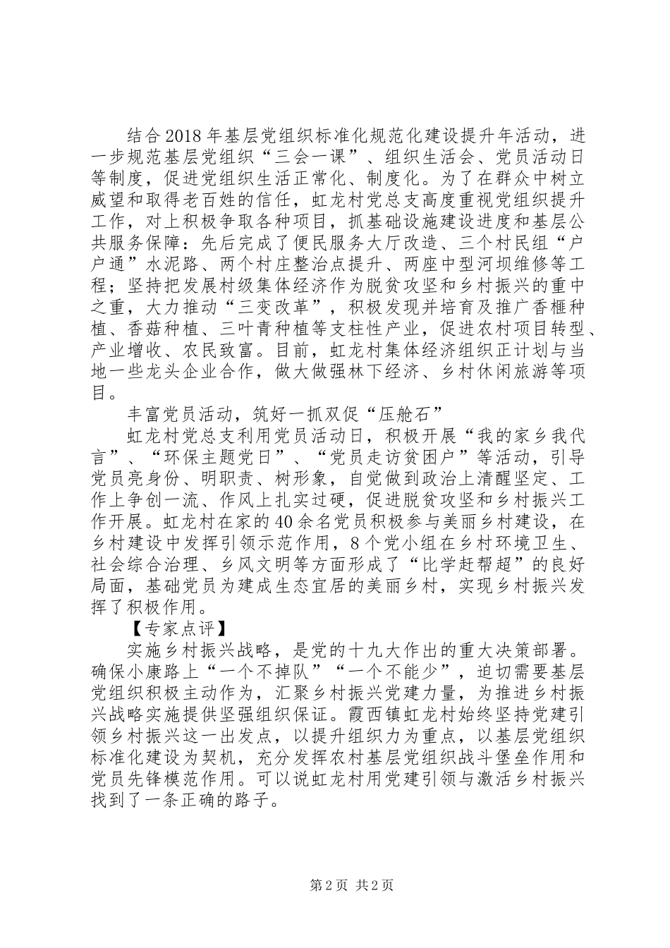 党建引领乡村振兴——虹龙村发展乡村振兴记实 (2)_第2页