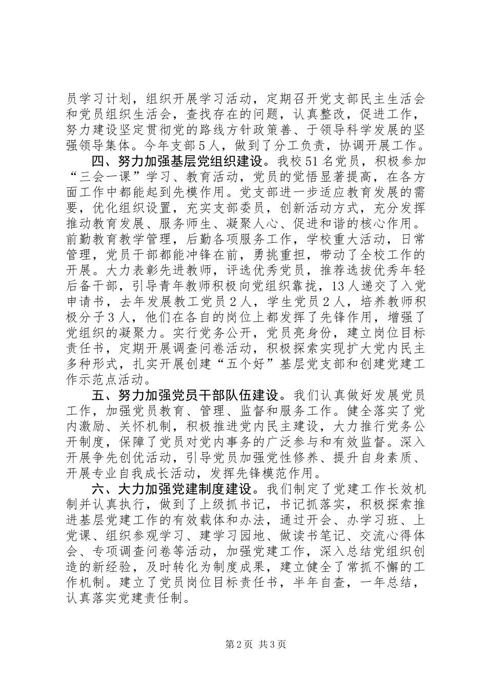 党支部书记履行党建工作责任述职报告 (3)_第2页