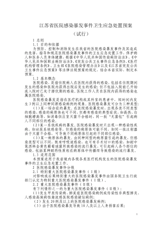 江苏省医院感染暴发事件卫生应急处置预案汇总