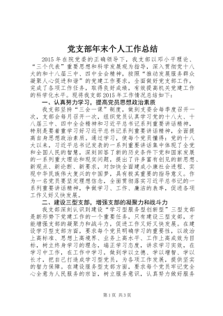 党支部年末个人工作总结