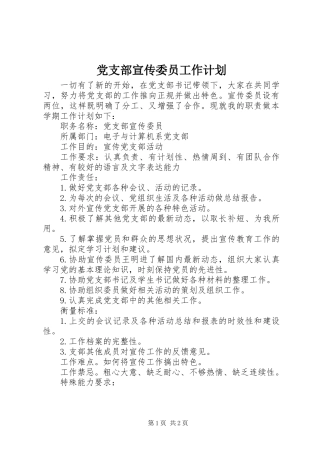 党支部宣传委员工作计划 (2)