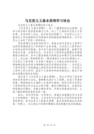 马克思主义基本原理学习体会 