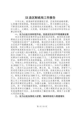 XX县区财政局工作报告 (2)