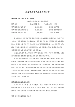 【三普药业】远东线缆借壳上市历程