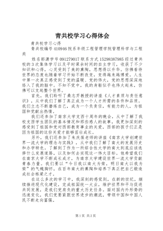 青共校学习心得体会 