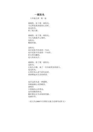 一束阳光（作文范文）