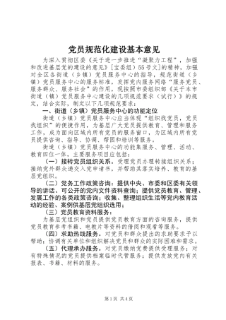 党员规范化建设基本意见