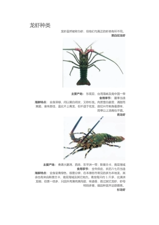 龙虾的种类你知道吗？