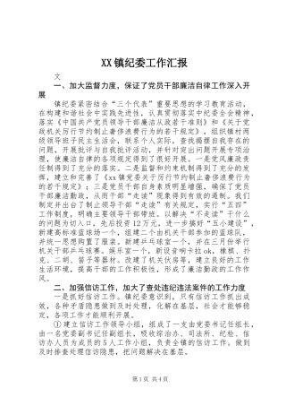 XX镇纪委工作汇报