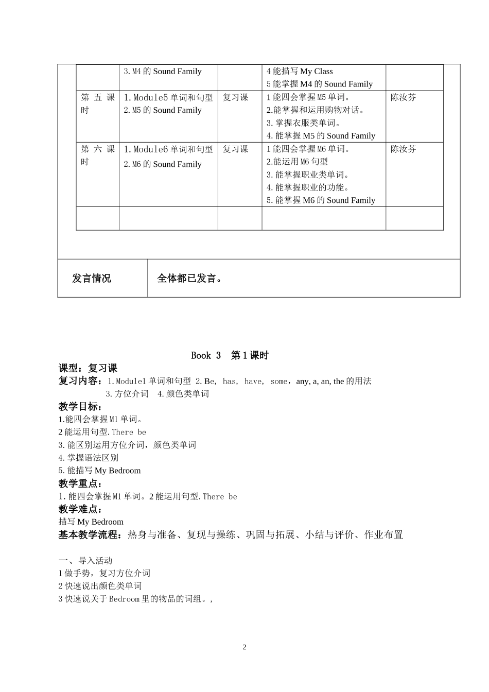 2014学年第一学期黄场小学四年级上册英语复习课教案录2_第2页