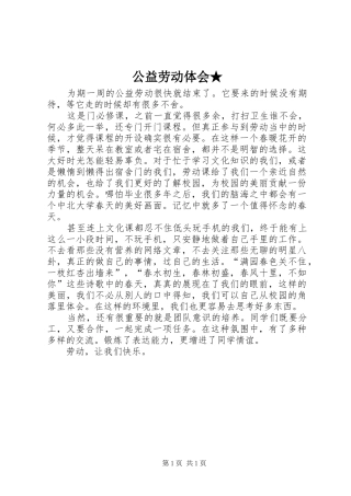 公益劳动体会★ 