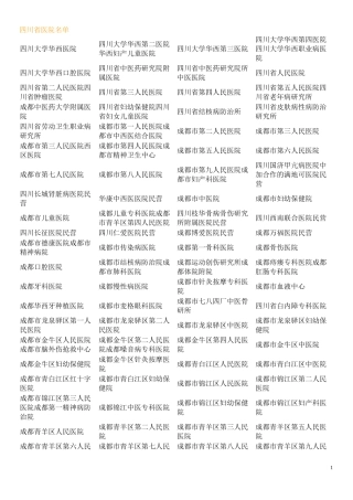 四川省医院名单