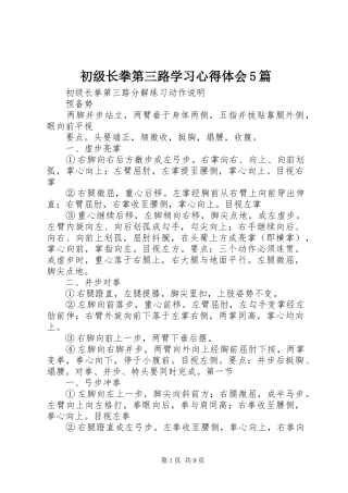 初级长拳第三路学习心得体会5篇 