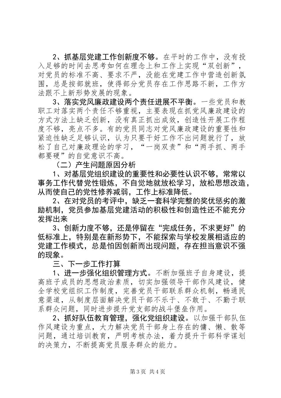 党支部书记201X年履行基层党建、党风廉政建设、意识形态工作述职报告_第3页