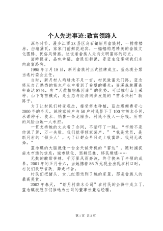 个人先进事迹-致富领路人