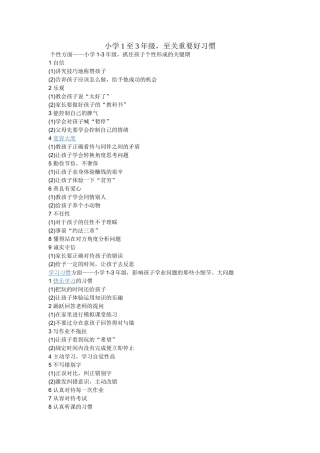 小学1至3年级至关重要的51个好习惯