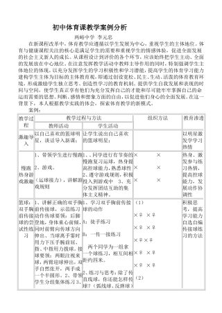 初中体育课教学案例分析hao