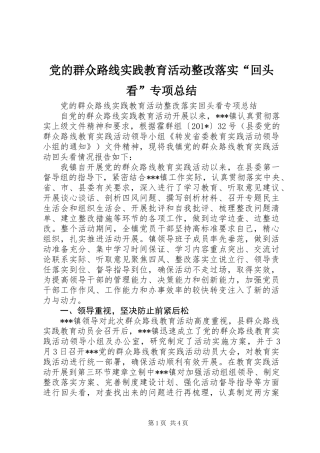 党的群众路线实践教育活动整改落实“回头看”专项总结 (2)