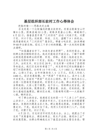 基层组织部长驻村工作心得体会 