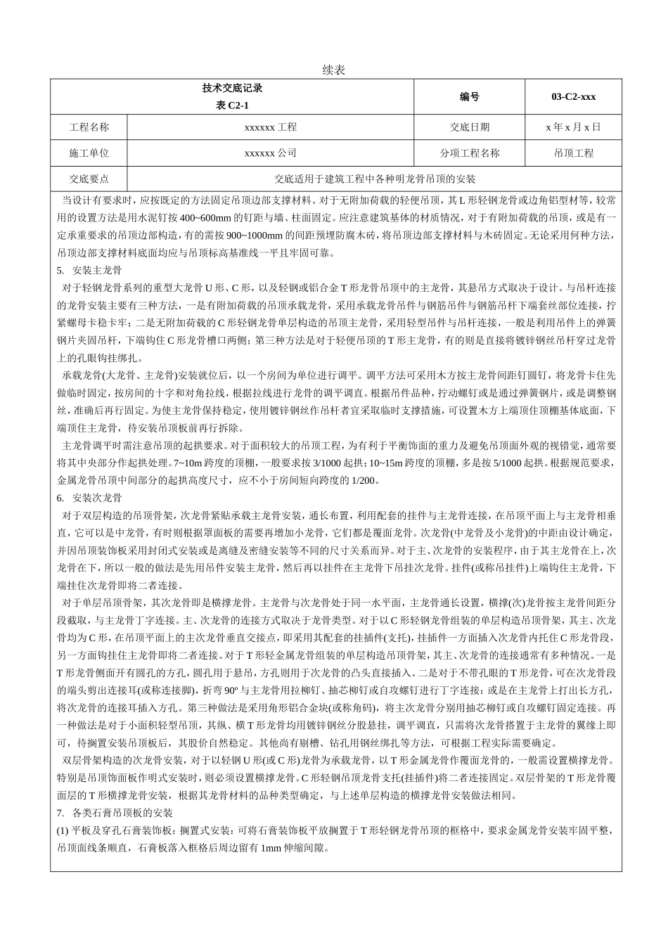 明龙骨吊顶安装工程施工技术交底_第2页