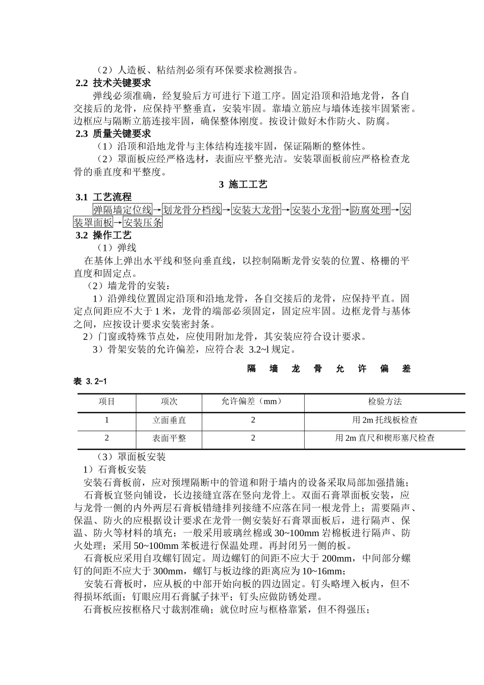 木龙骨板材隔墙施工工艺标准_第3页