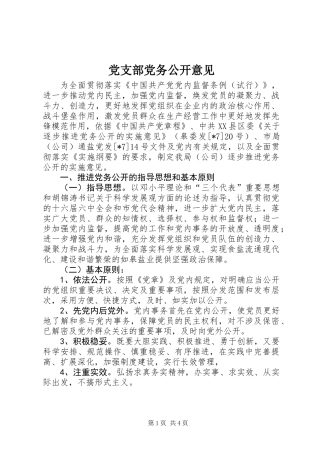 党支部党务公开意见