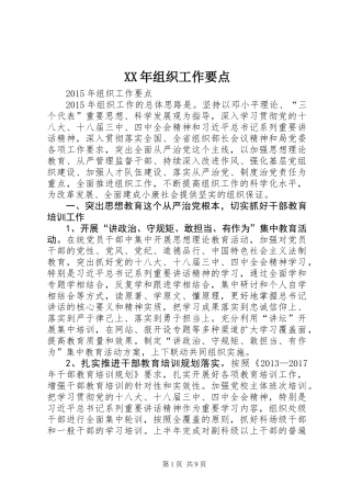 XX年组织工作要点