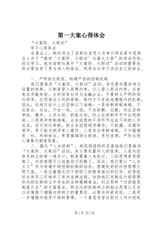 第一大案心得体会 