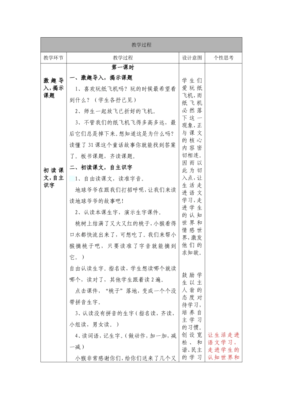 人教版一年级语文下册《地球爷爷的手》教学设计_第2页