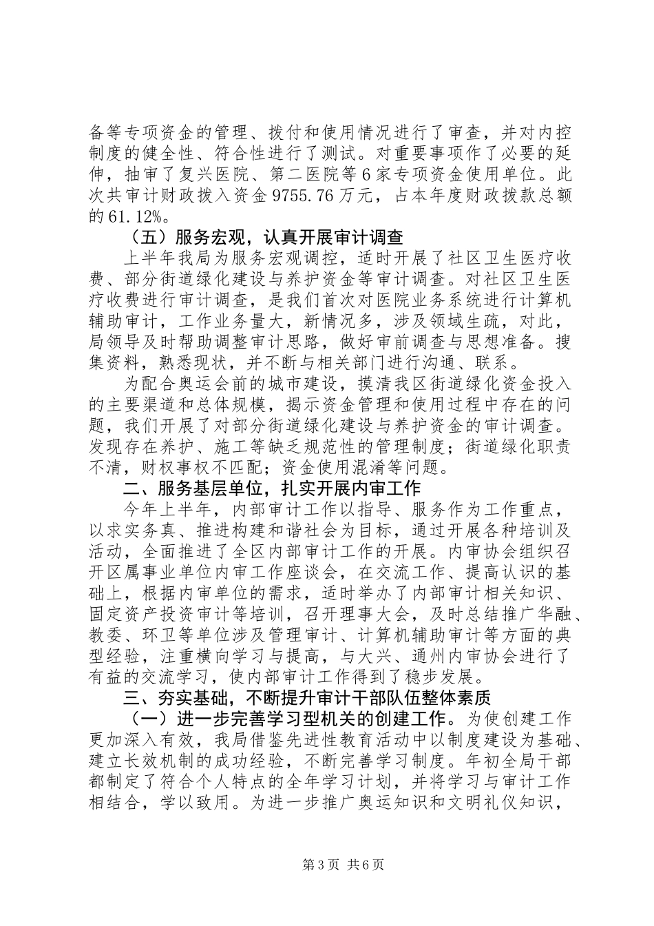 XX县区审计局上半年工作总结_第3页