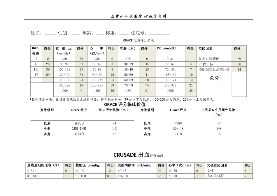 Grace评分系统和Crusade出血评分系统_第1页