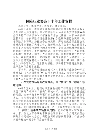 保险行业协会下半年工作安排