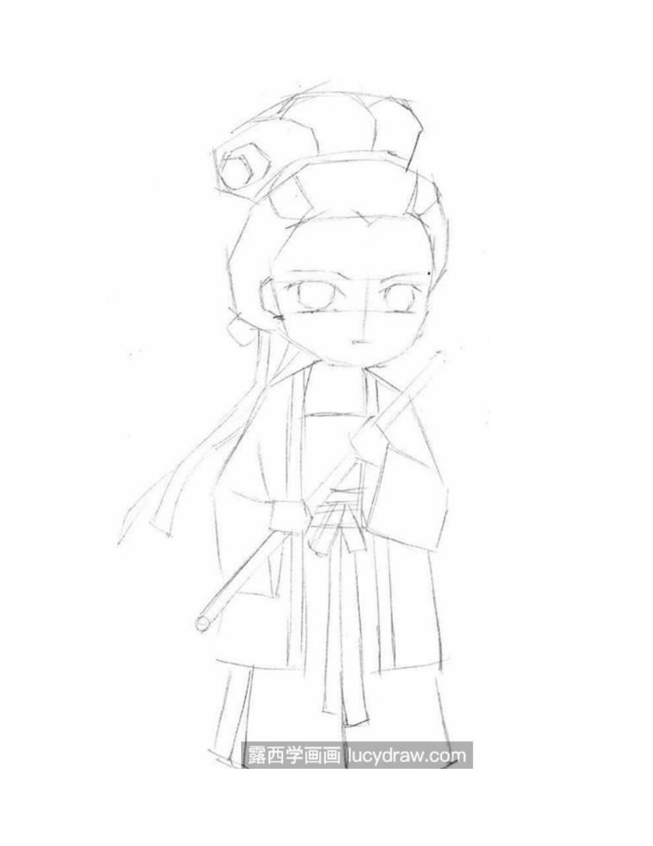 拿着笛子的小姑娘怎么画_如何画一个宋朝姑娘_彩铅画教程_第2页