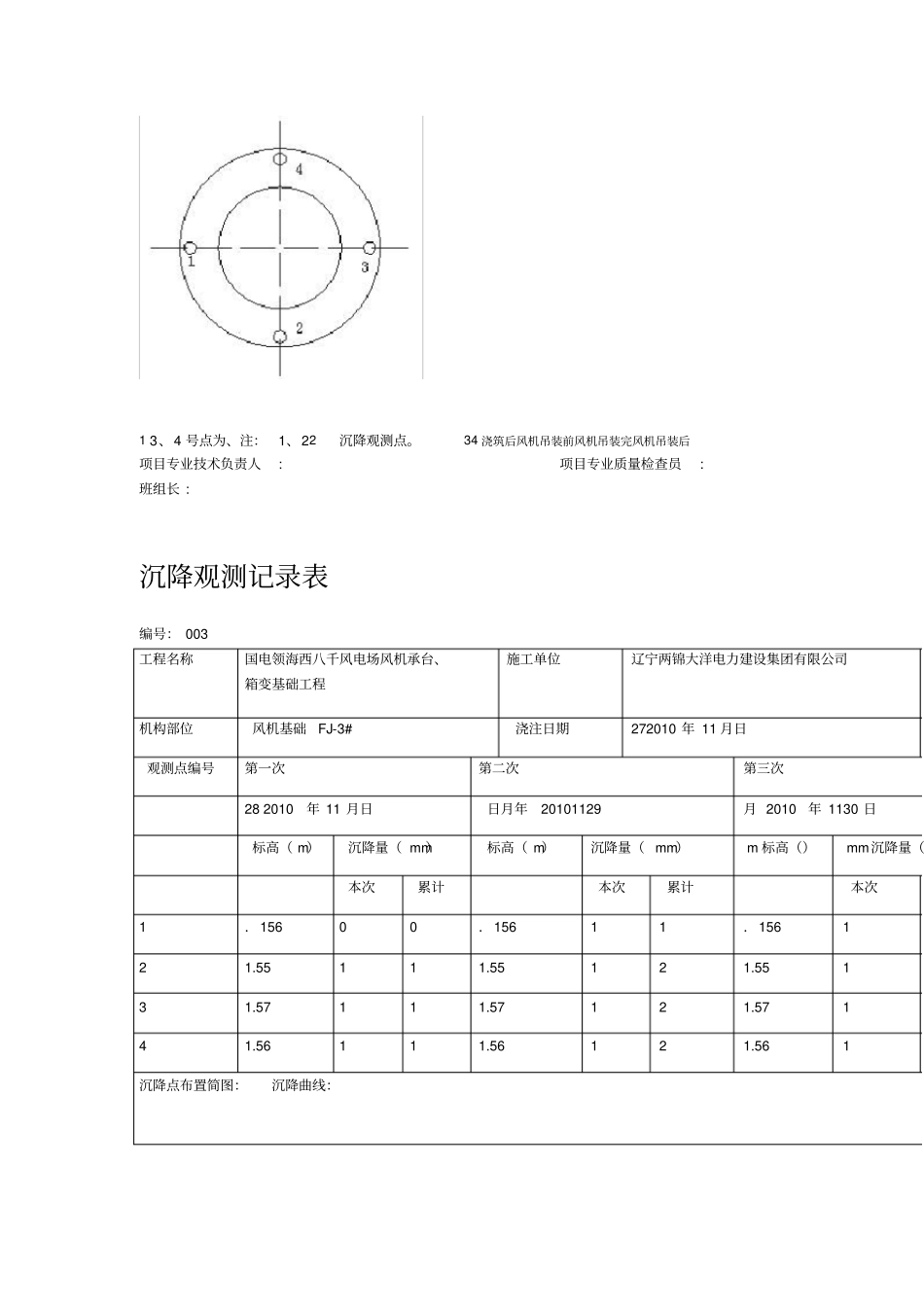 2019风机基础沉降观测记录表_第3页