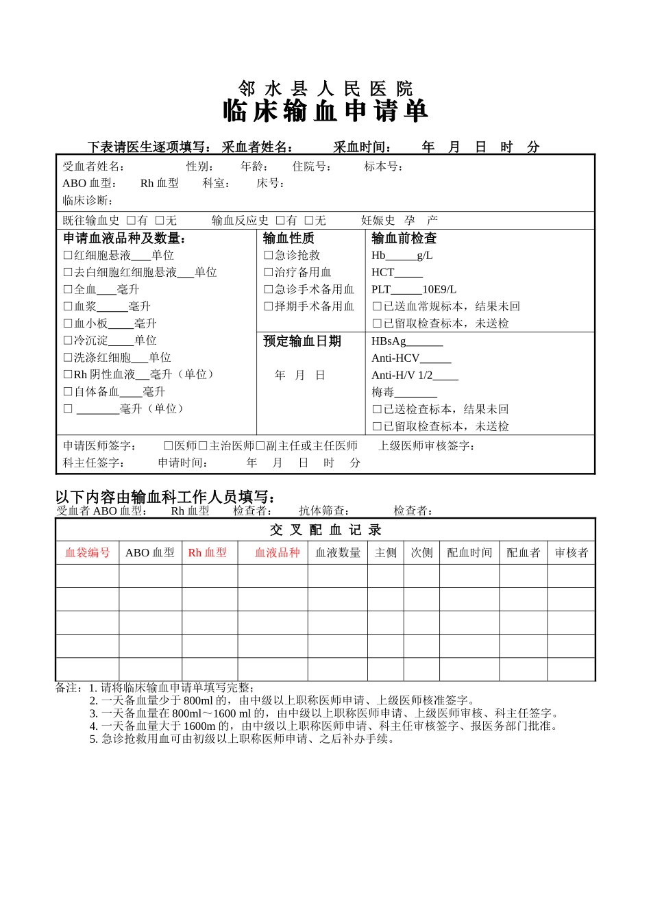 输血申请单(1)_第1页