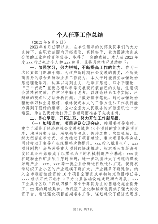 个人任职工作总结