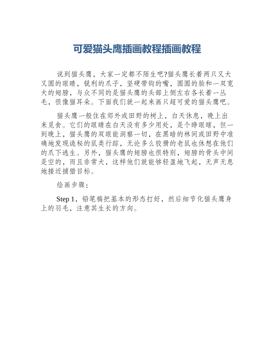 可爱猫头鹰插画教程插画教程_第1页