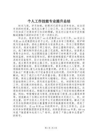 个人工作技能专业提升总结