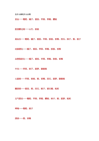 生什么病吃什么水果