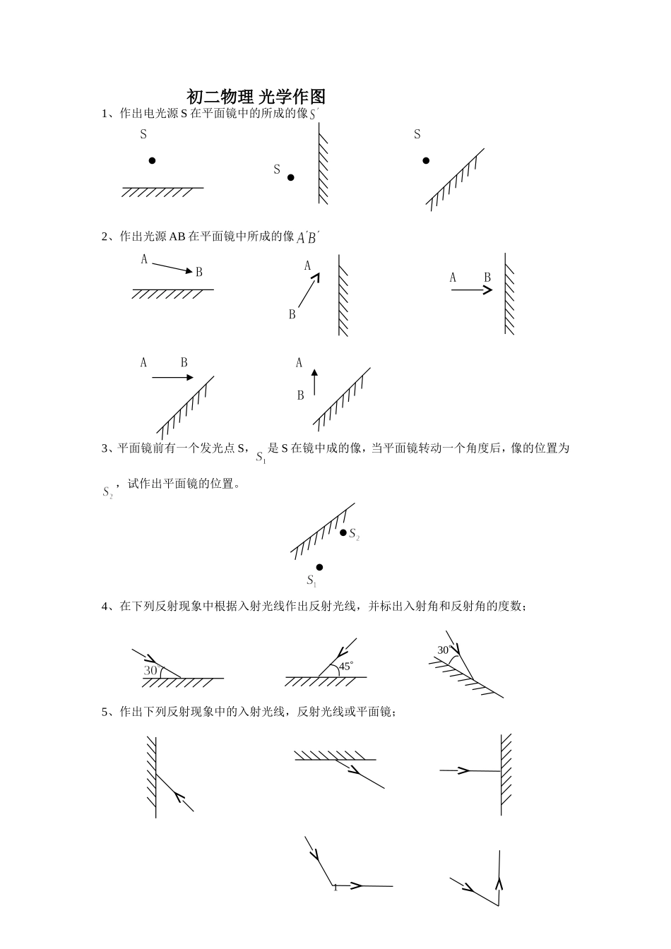 八年级物理光学作图题_第1页