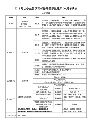 思达心脏医院20周年庆典会议日程