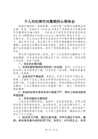 个人对纪律作风整顿的心得体会