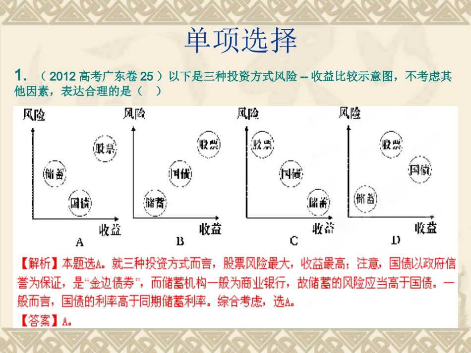 高考政治真题分类汇编：投资与融资_第2页