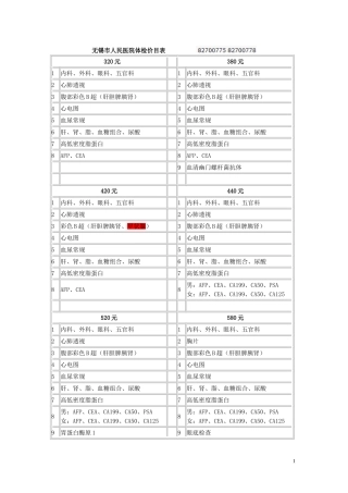 无锡市人民医院体检价目表