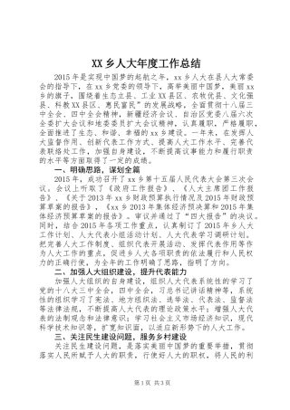 XX乡人大年度工作总结