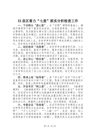 XX县区着力“七查”抓实分析检查工作