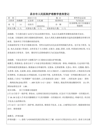 查房及疑难病例讨论模板(DOC)
