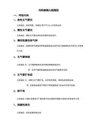 内科医保入院指征